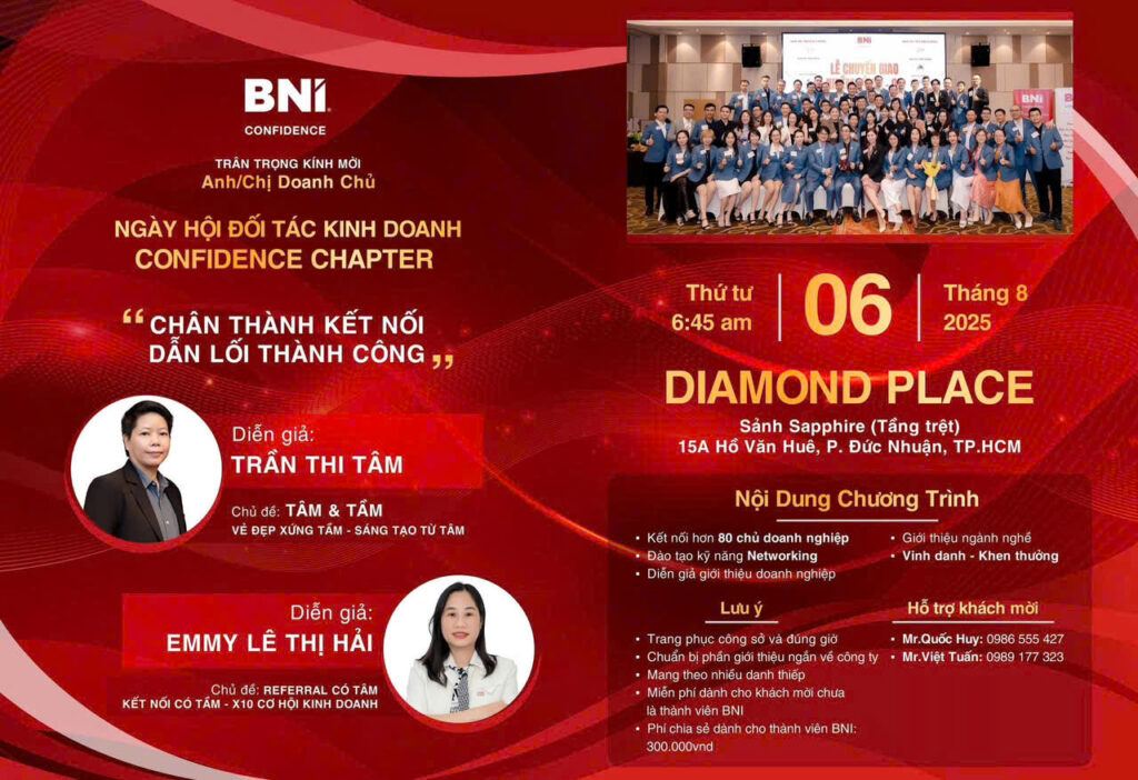 BNI CONFIDENCE CHAPTER – NGÀY HỘI ĐỐI TÁC KINH DOANH