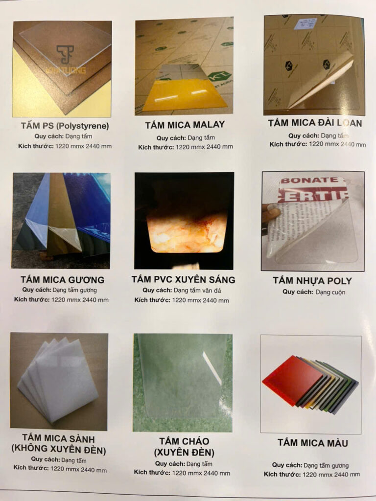 Tấm nhựa & tấm mica cao cấp, nhôm hộp đèn !!