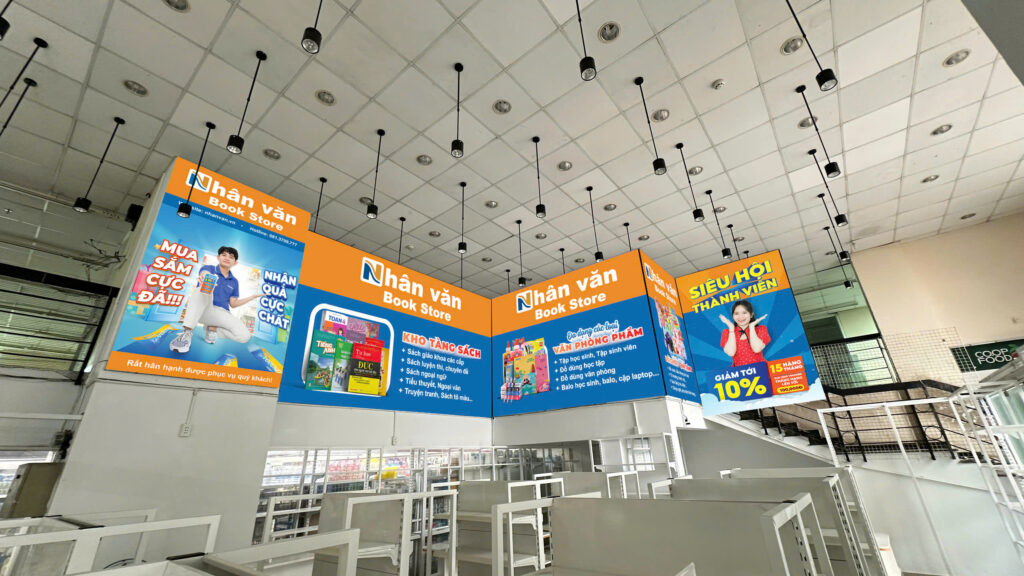 CHUẨN BỊ KHAI TRƯƠNG – NHÀ SÁCH NHÂN VĂN-KCN Vĩnh Lộc