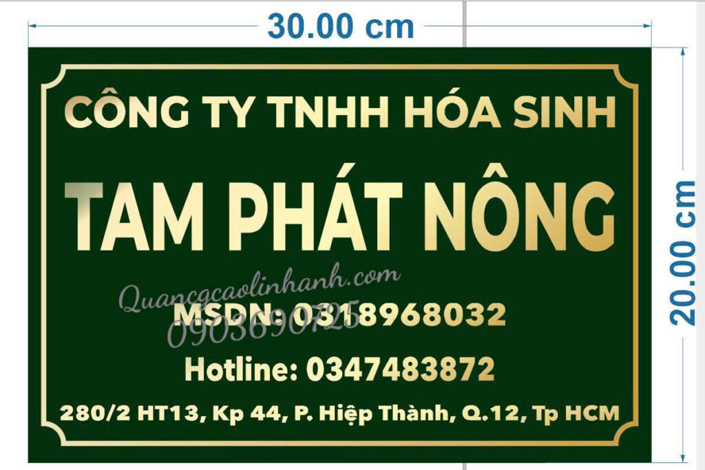 Bảng tên công ty mica, alu, inox, khắc laser tại TP.HCM