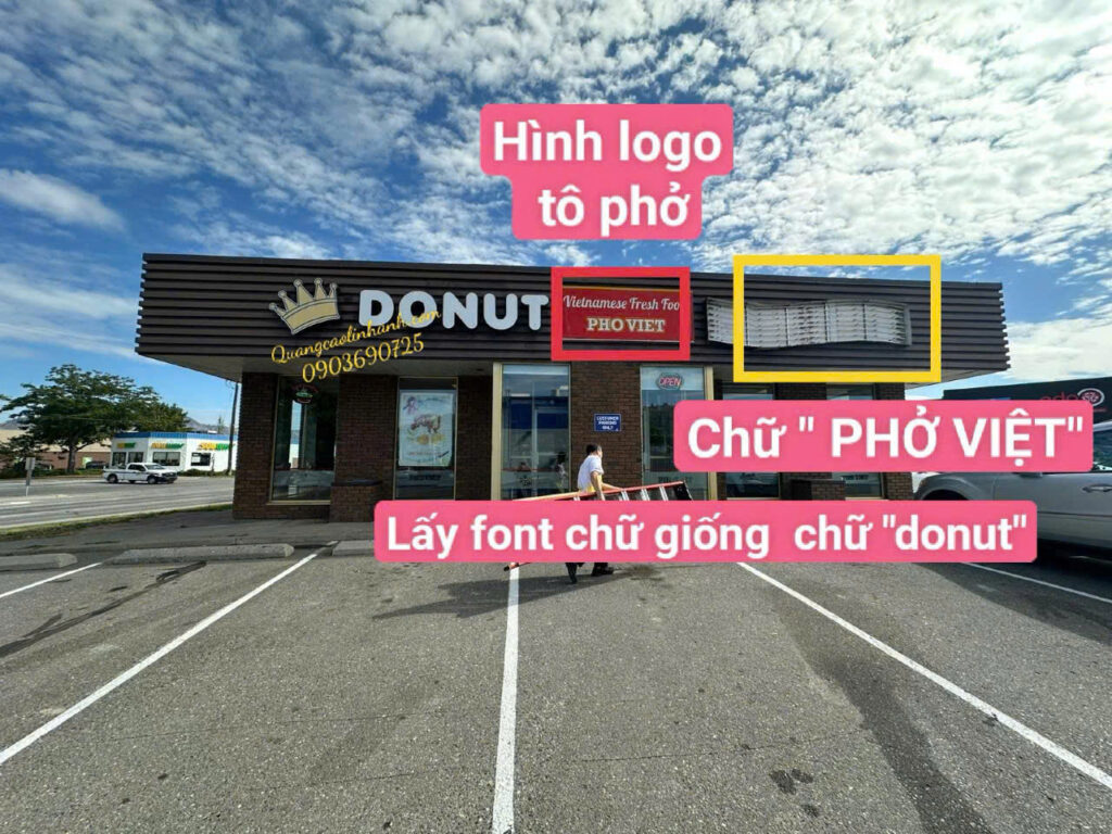 Bảng Hiệu Quán Phở Canada- Thiết kế Linh Anh 