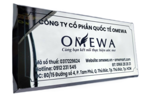 Linh Anh Advertising Completes, Mirror Stainless Steel Signboard, for Omewa International Joint Stock Company