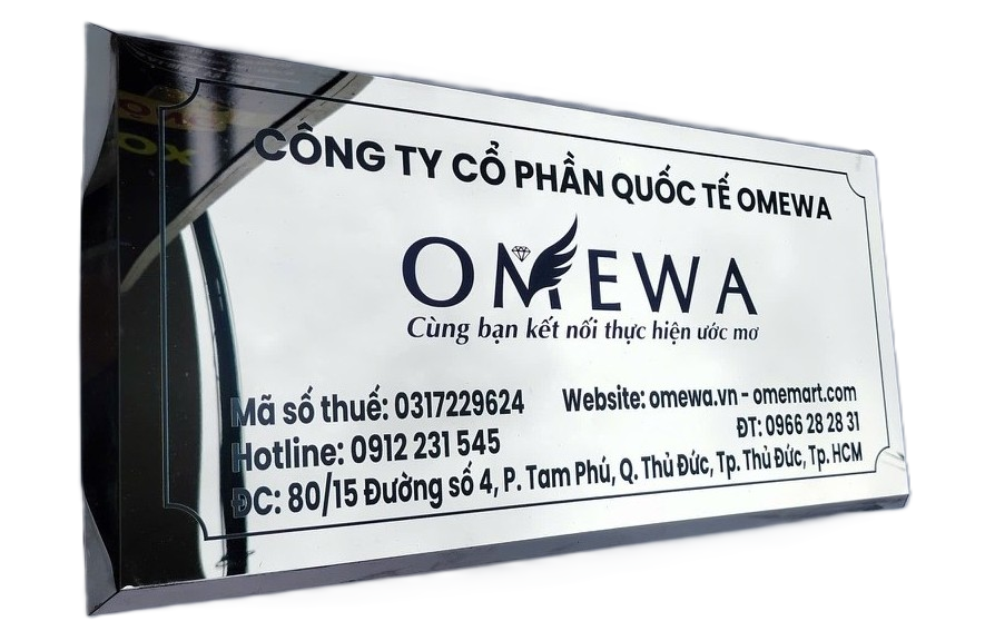 Linh Anh Advertising Completes, Mirror Stainless Steel Signboard, for Omewa International Joint Stock Company 1 Linh Anh Advertising Completes, Mirror Stainless Steel Signboard, for Omewa International Joint Stock Company