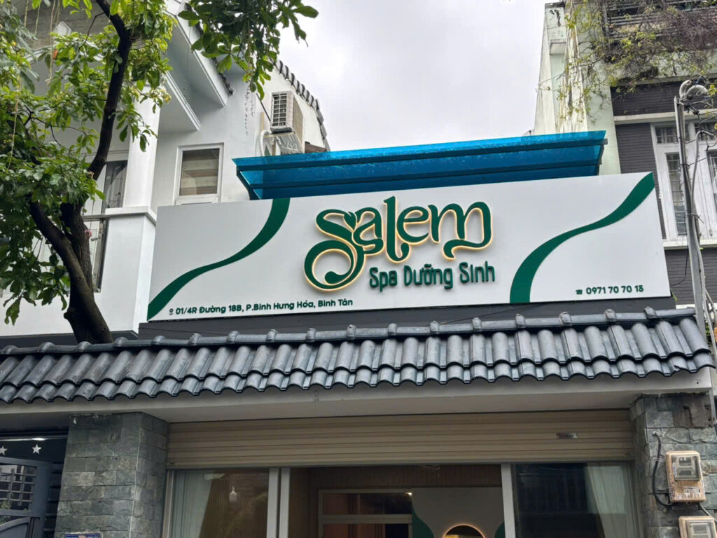 COMPLETES ALUMINUM 3D LED SIGNBOARD FOR SALEM SPA, BINH TAN DISTRICT, HO CHI MINH CITY