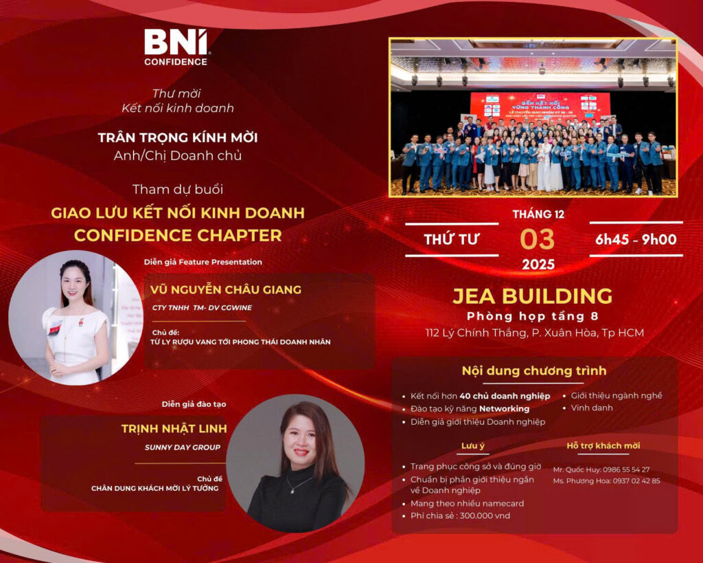 CONFIDENCE CHAPTER ,THƯ MỜI THAM DỰ BUỔI SHOWCARE THỨ TƯ