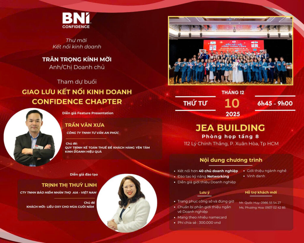 THƯ MỜI GIAO LƯU, KẾT NỐI KINH DOANH BNI CONFIDENCE (THỨ TƯ, 10/12/2025) 1 THƯ MỜI GIAO LƯU, KẾT NỐI KINH DOANH BNI CONFIDENCE (THỨ TƯ, 10/12/2025)