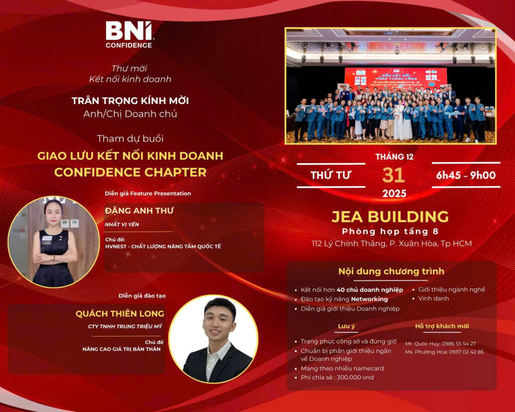 Giao lưu kết nối kinh doanh BNI Confidence, Show cuối năm đáng mong đợi!!