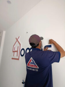 OFFICE LOGO INSTALLATION, ACCEPTANCE HANDOVER ,HOMES PROJECT,  LINH ANH ADVERTISING