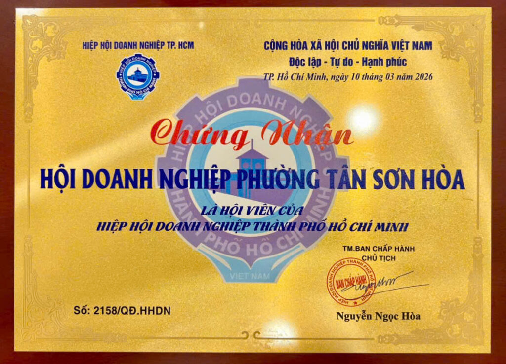 Hội Doanh Nghiệp Phường Tân Sơn Hòa, Chính Thức Nhận Chứng Nhận Hội Viên HUBA TP.HCM 2 z7832098127114 233009c6e62ad3d4deea0aaa8c0b6695