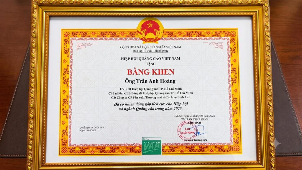 Thi Công Quảng Cáo TP.HCM, QUẢNG CÁO LINH ANH Vinh Dự Nhận Bằng Khen, Từ Hiệp Hội Quảng Cáo Việt Nam (VAA) 4 z7920408679647 871941e4efeb15d70218d86827f89ca4