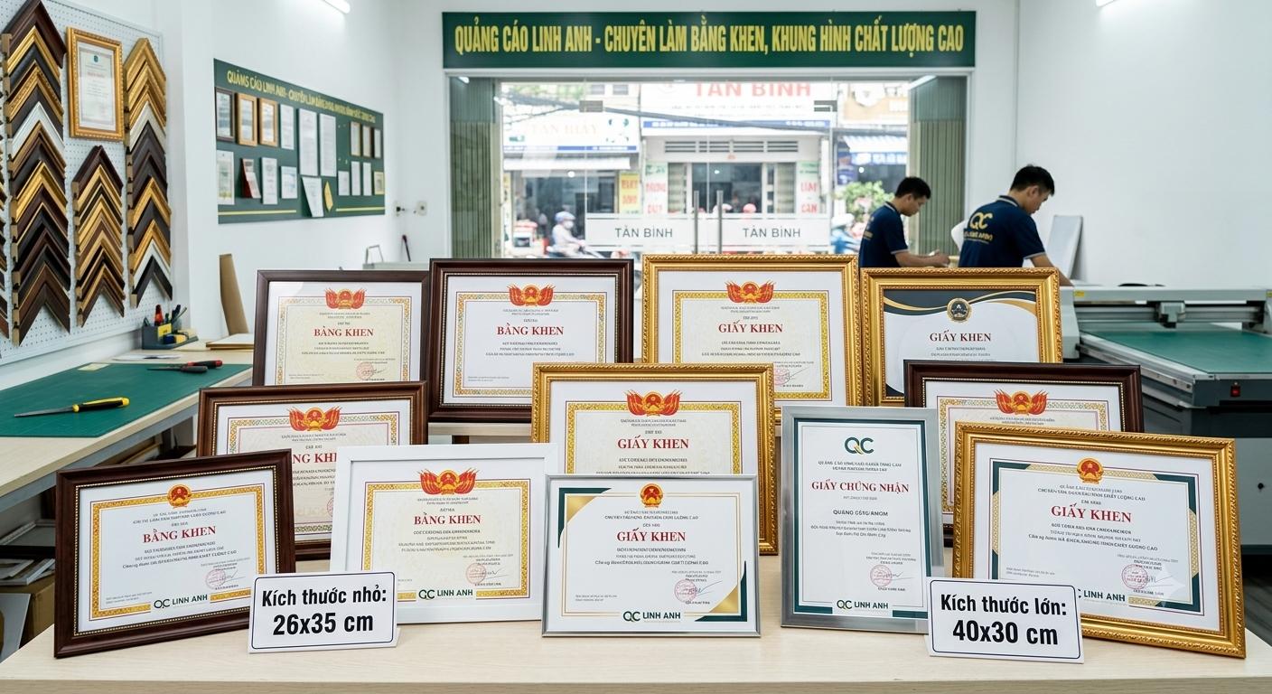 XƯỞNG LÀM BẰNG KHEN, KHUNG HÌNH GIÁ RẺ, CHẤT LƯỢNG TẠI QUẬN TÂN BÌNH, TP.HCM
