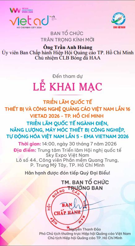 Quảng Cáo Linh Anh Đồng Hành Tài Trợ, Lễ Kỷ Niệm 25 Năm Hiệp Hội Quảng Cáo TP.HCM & VietAd 2026 2 z8060357495712 b0af3f5244264b4f60da85f3149bb51c