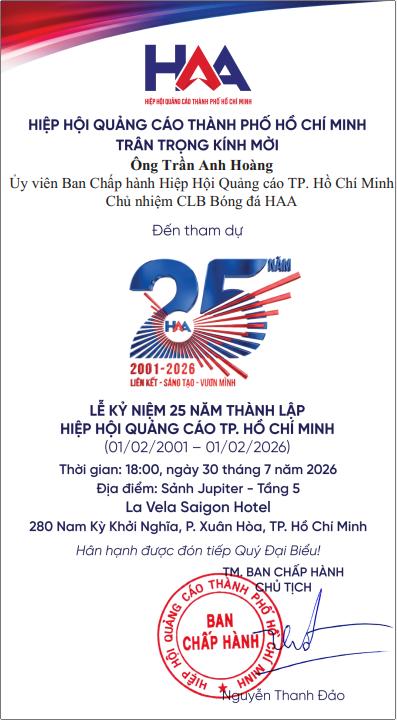 Quảng Cáo Linh Anh Đồng Hành Tài Trợ, Lễ Kỷ Niệm 25 Năm Hiệp Hội Quảng Cáo TP.HCM & VietAd 2026 1 z8060360249365 2aae34a007e59f0268acb28599e43c42
