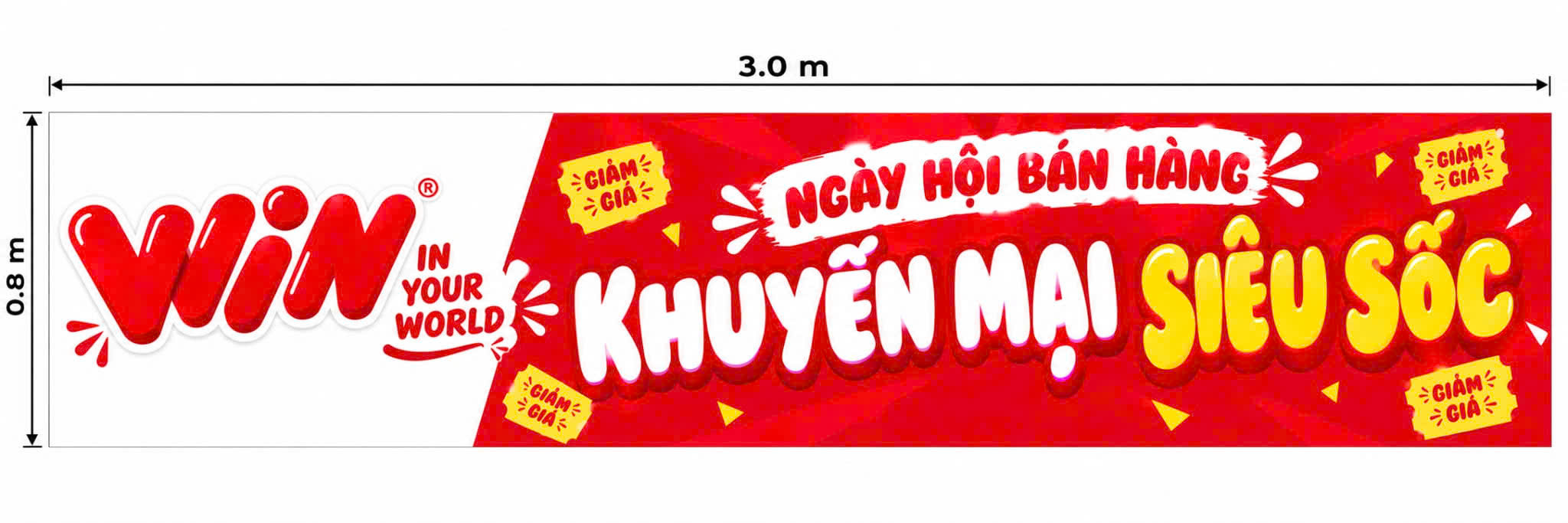 Linh Anh in banner khuyến mãi WiN, bạt Hiflex 3m, tp.HCM